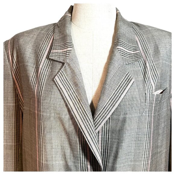 Vintage J Gallery Womens 2 Piece Suit Rayon Linen Size 7/8 One Button Jacket - Picture 2 of 11